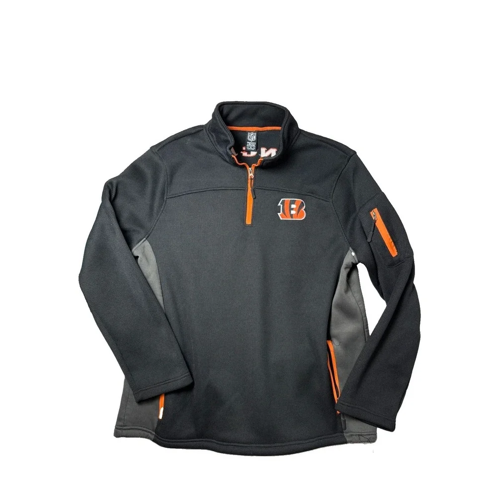 NFL Team Apparel Cincinnati Bengals Quarter Zip Pullover Gray Black Mens XL